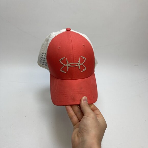 Under Armour Fish Fitted Mesh Back Trucker Hat Pink L/XL UA Pro Fit Outdoor - Picture 12 of 14